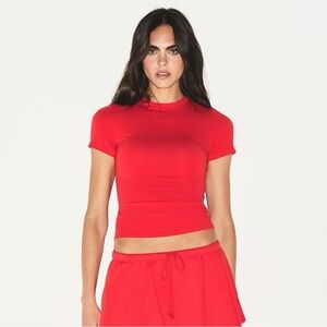 Skims Cotton Jersey T-Shirt in Ruby